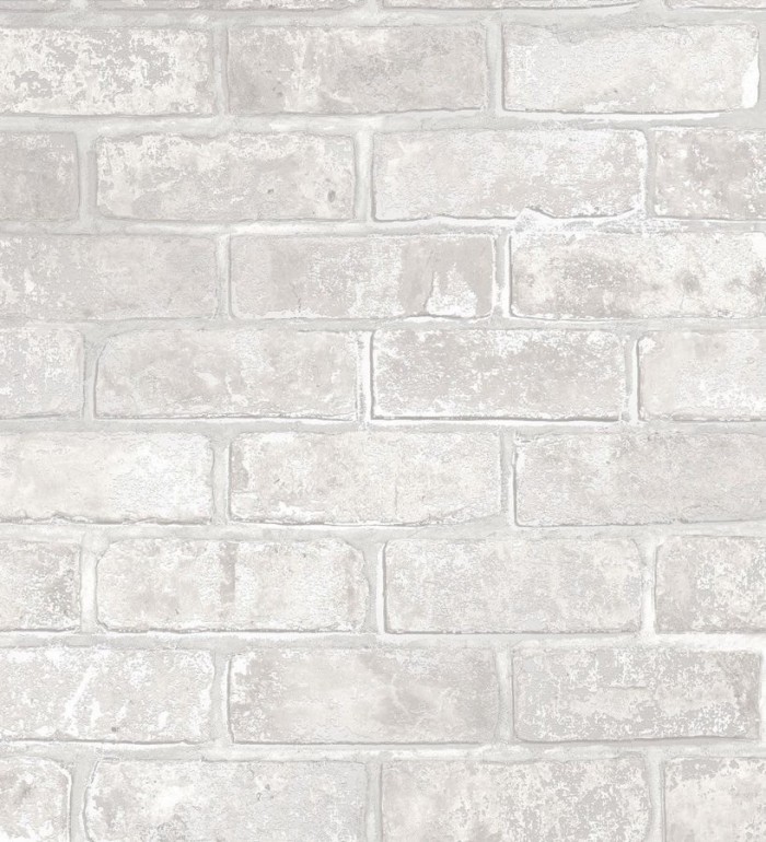 Papel pintado muro de ladrillo blanco con detalles en tonos metalizados - Talbot Street 680102