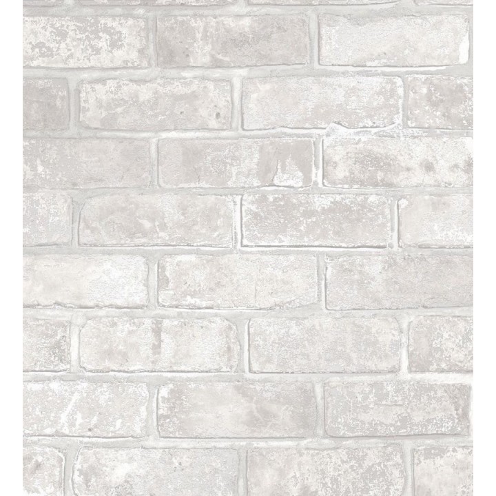 Papel pintado muro de ladrillo blanco con detalles en tonos metalizados - Talbot Street 680102
