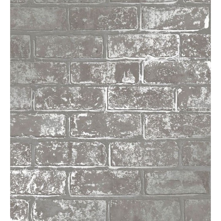 Papel pintado muro de ladrillo gris con detalles en tonos metalizados - Talbot Street 680105