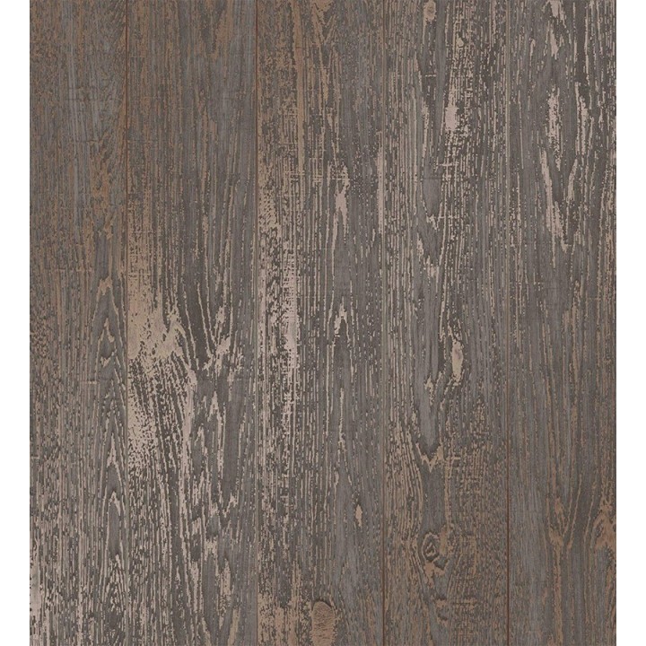 Papel pintado listones de madera oscura con vetas metalizadas color cobre - Porto Taranto 680108