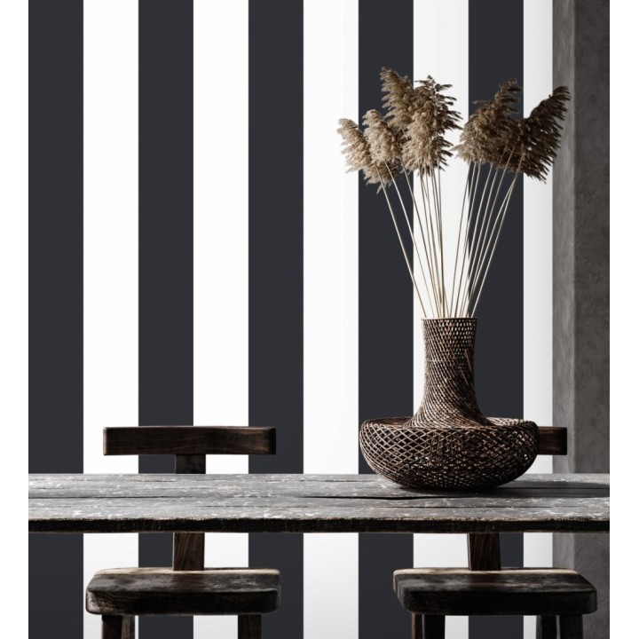 Papel pintado de rayas negras y blancas - Raya Lancaster 680233