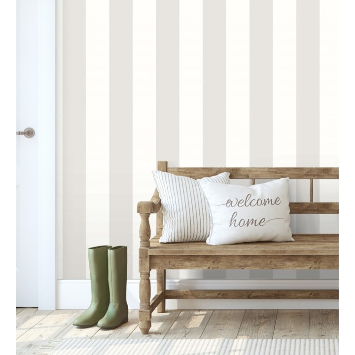 Papel pintado vinílico de rayas anchas grises y blancas - Raya Devon Vinyl 680241
