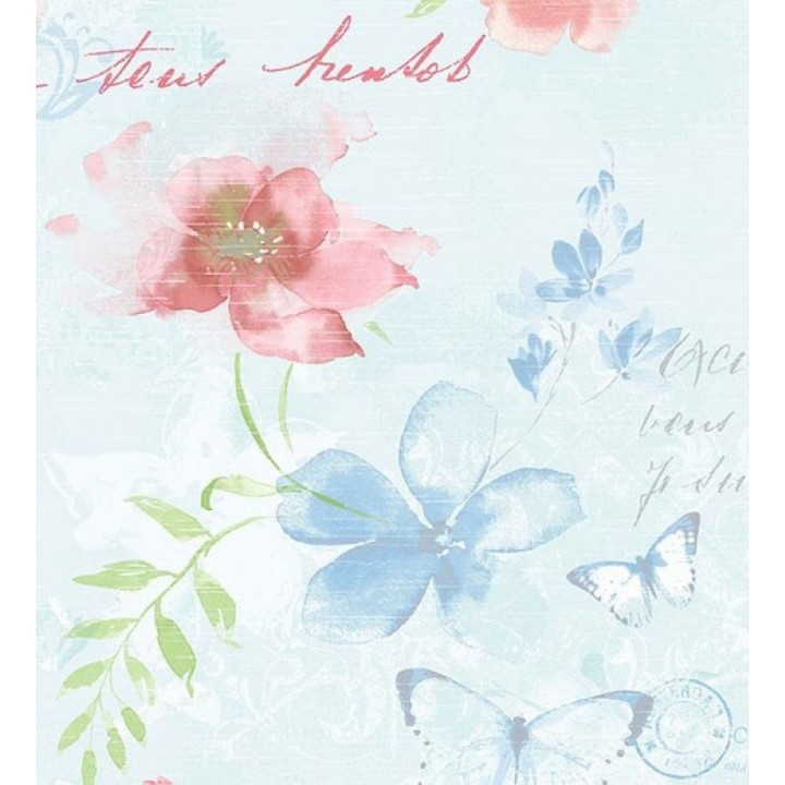 Papel pintado flores y letras vintage - Amyte 119595