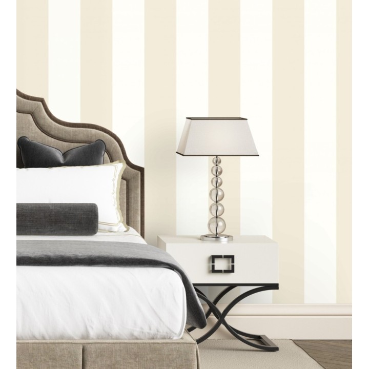 Papel pintado vinílico de rayas anchas beige y blancas - Raya Devon Vinyl 680247