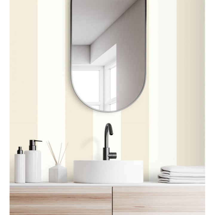 Papel pintado vinílico de rayas anchas beige y blancas - Raya Devon Vinyl 680247