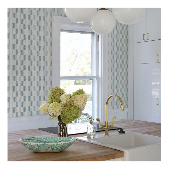 Papel pintado de lineas abstractas con textura textil - Trevor Ornaments 680591