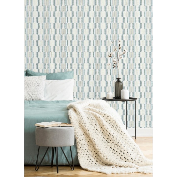 Papel pintado de lineas abstractas con textura textil - Trevor Ornaments 680591