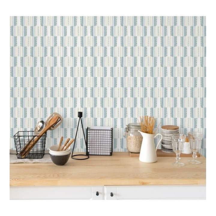 Papel pintado de lineas abstractas con textura textil - Trevor Ornaments 680591