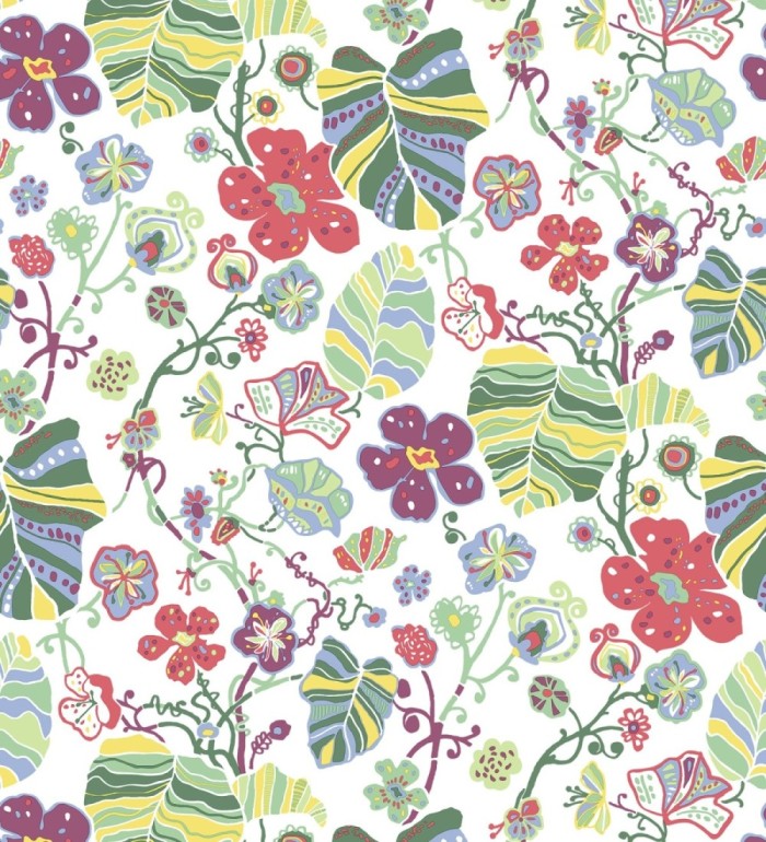 Papel pintado hojas y flores de jardín - Candy Park 680595