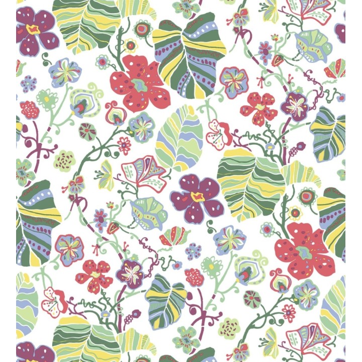 Papel pintado hojas y flores de jardín - Candy Park 680595