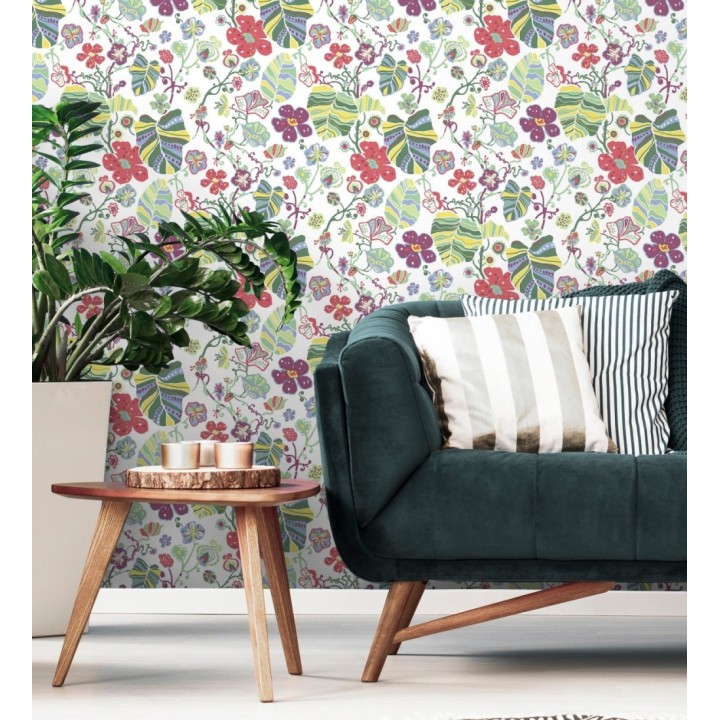 Papel pintado hojas y flores de jardín - Candy Park 680595