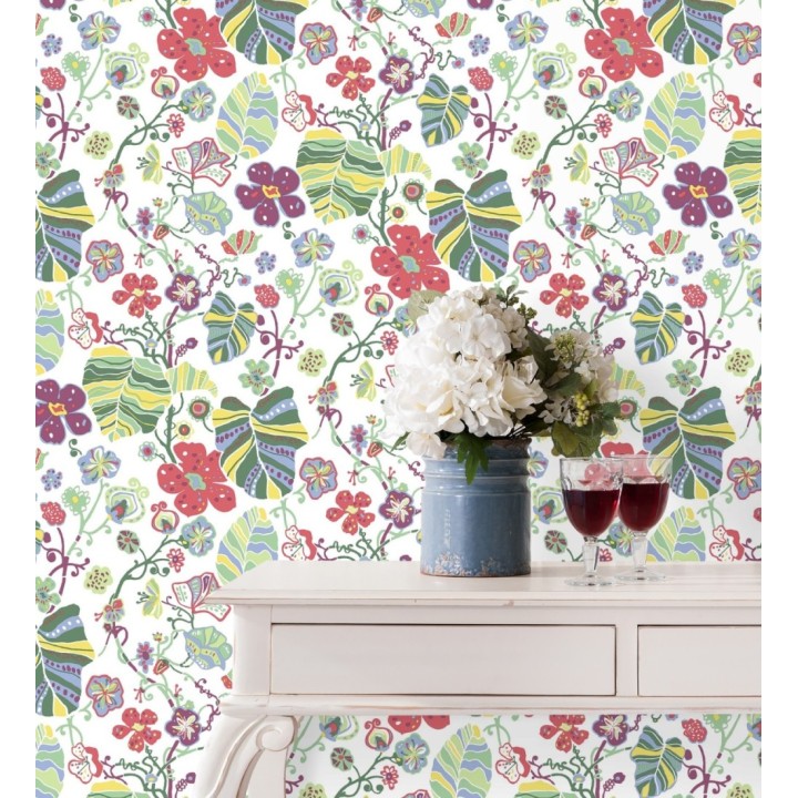 Papel pintado hojas y flores de jardín - Candy Park 680595