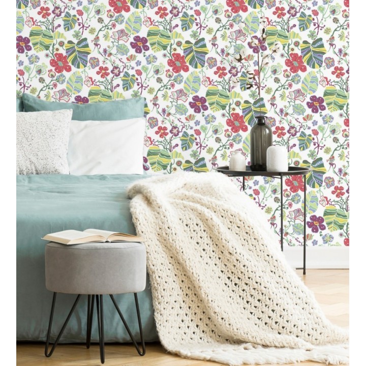 Papel pintado hojas y flores de jardín - Candy Park 680595