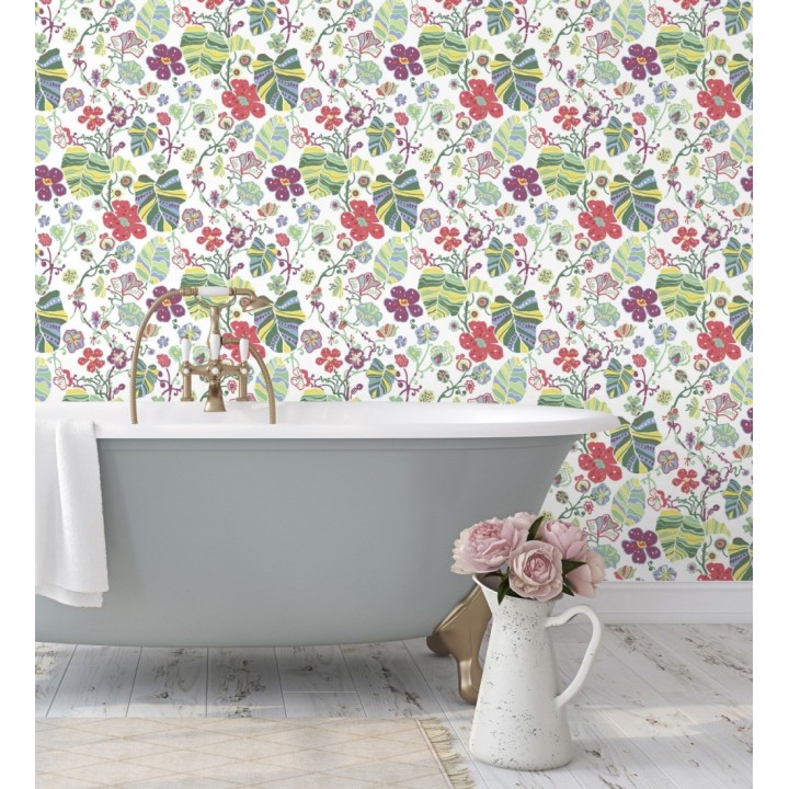 Papel pintado hojas y flores de jardín - Candy Park 680595