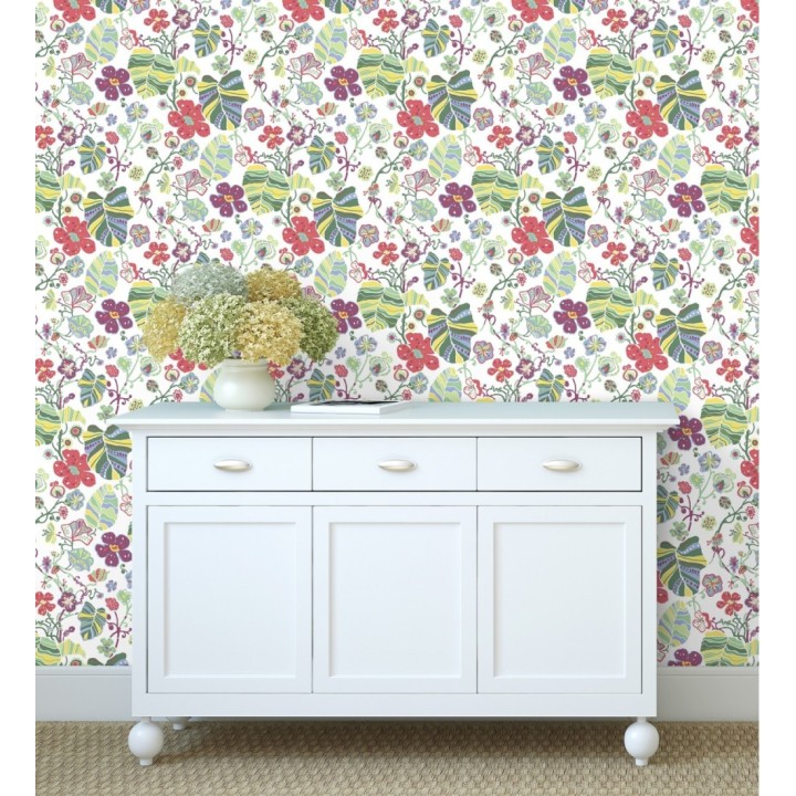 Papel pintado hojas y flores de jardín - Candy Park 680595