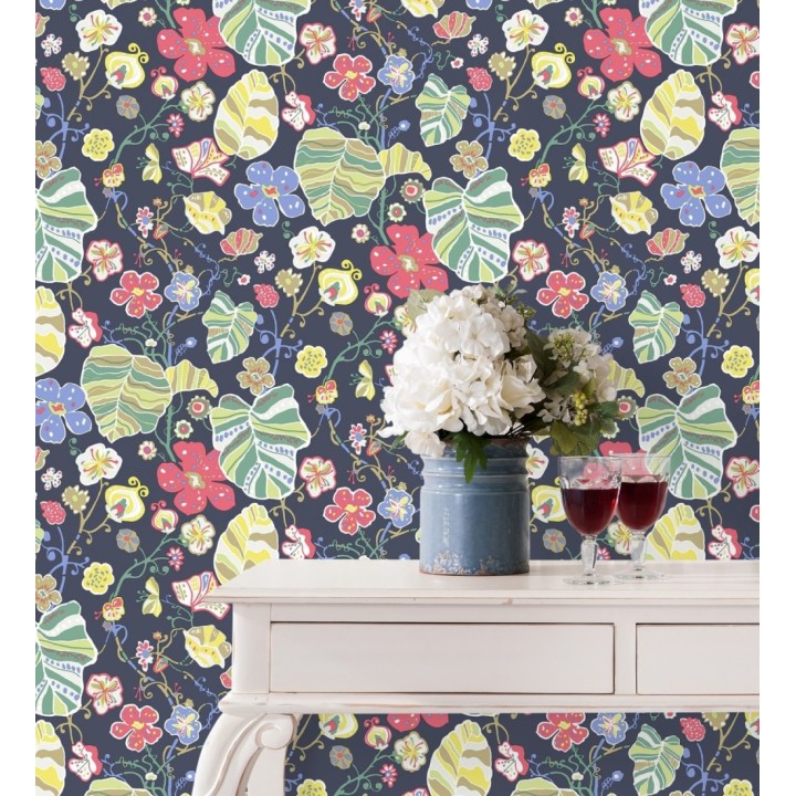 Papel pintado hojas y flores de jardín - Candy Park 680596