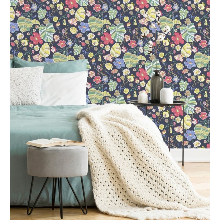 Papel pintado hojas y flores de jardín - Candy Park 680596