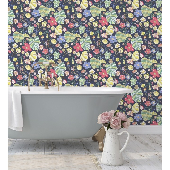 Papel pintado hojas y flores de jardín - Candy Park 680596