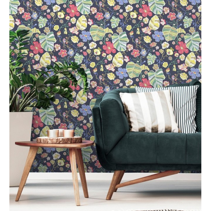 Papel pintado hojas y flores de jardín - Candy Park 680596