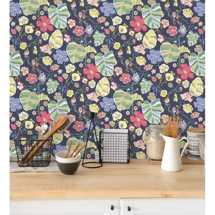 Papel pintado hojas y flores de jardín - Candy Park 680596