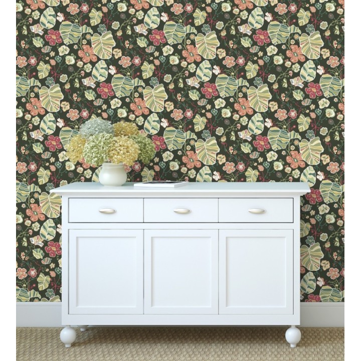 Papel pintado hojas y flores de jardín - Candy Park 680598