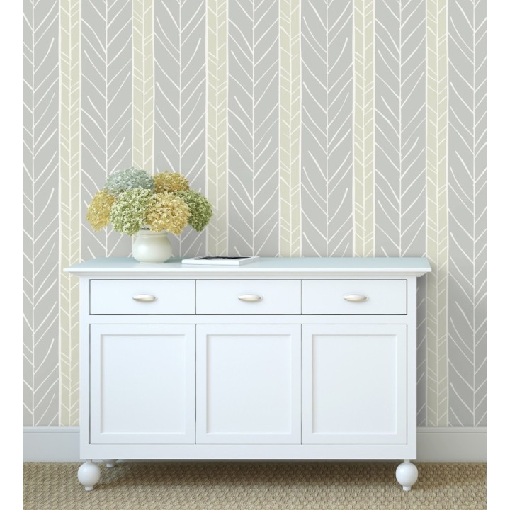 Papel pintado de rayas con dibujo de ramas estilo nórdico - Winter Forest 680604