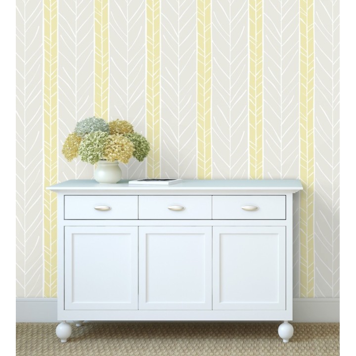 Papel pintado de rayas con dibujo de ramas estilo nórdico - Winter Forest 680605