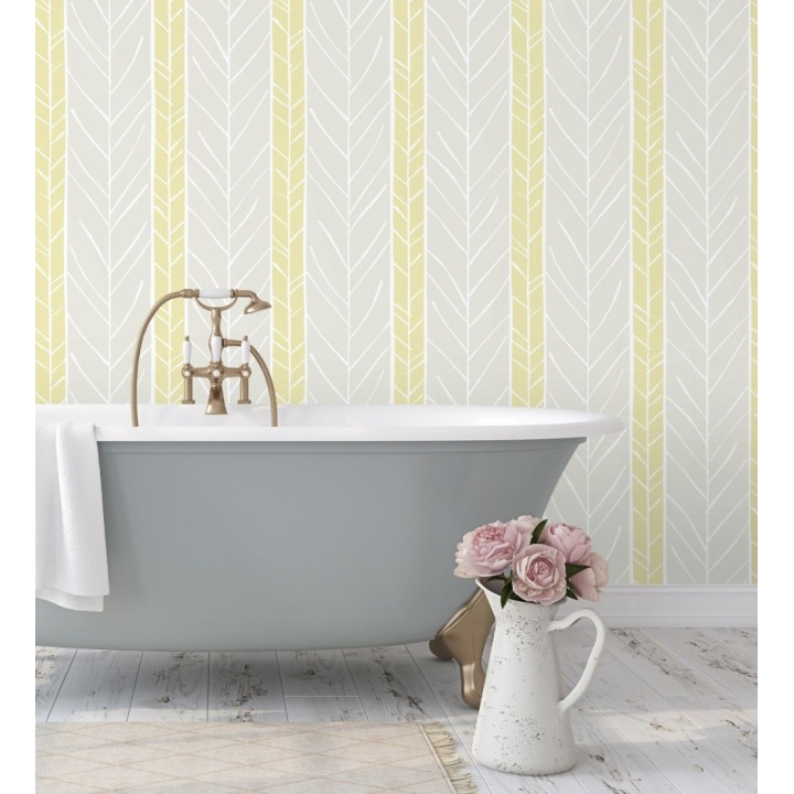 Papel pintado de rayas con dibujo de ramas estilo nórdico - Winter Forest 680605