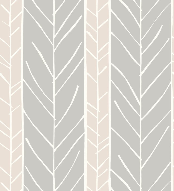 Papel pintado de rayas con dibujo de ramas estilo nórdico - Winter Forest 680606