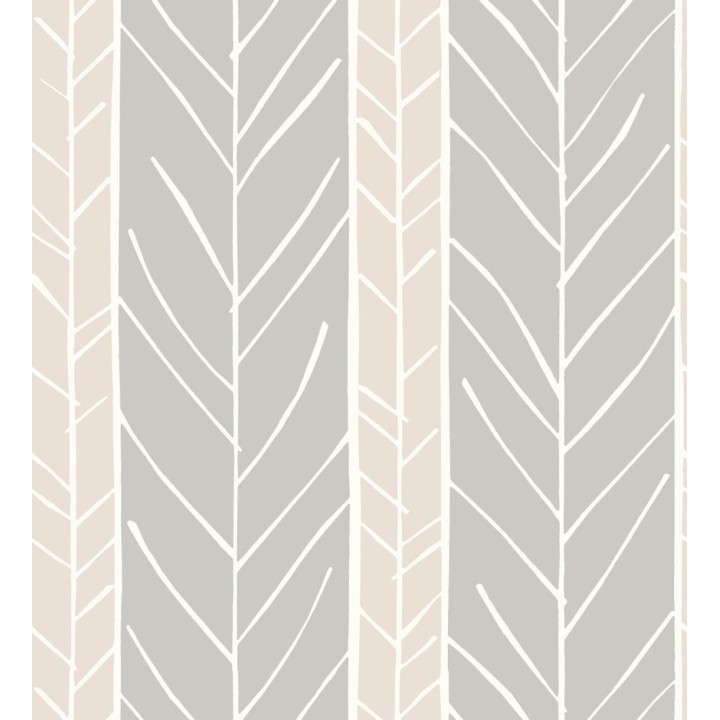 Papel pintado de rayas con dibujo de ramas estilo nórdico - Winter Forest 680606