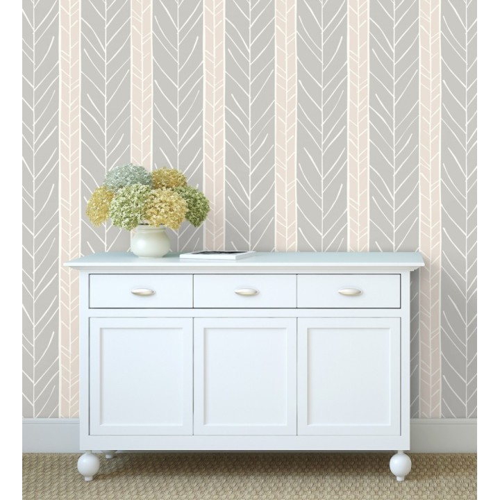 Papel pintado de rayas con dibujo de ramas estilo nórdico - Winter Forest 680606