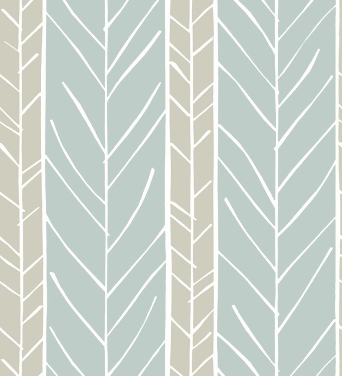 Papel pintado de rayas con dibujo de ramas estilo nórdico - Winter Forest 680607