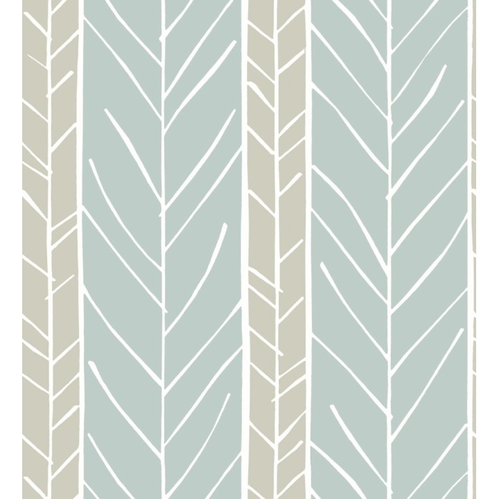 Papel pintado de rayas con dibujo de ramas estilo nórdico - Winter Forest 680607