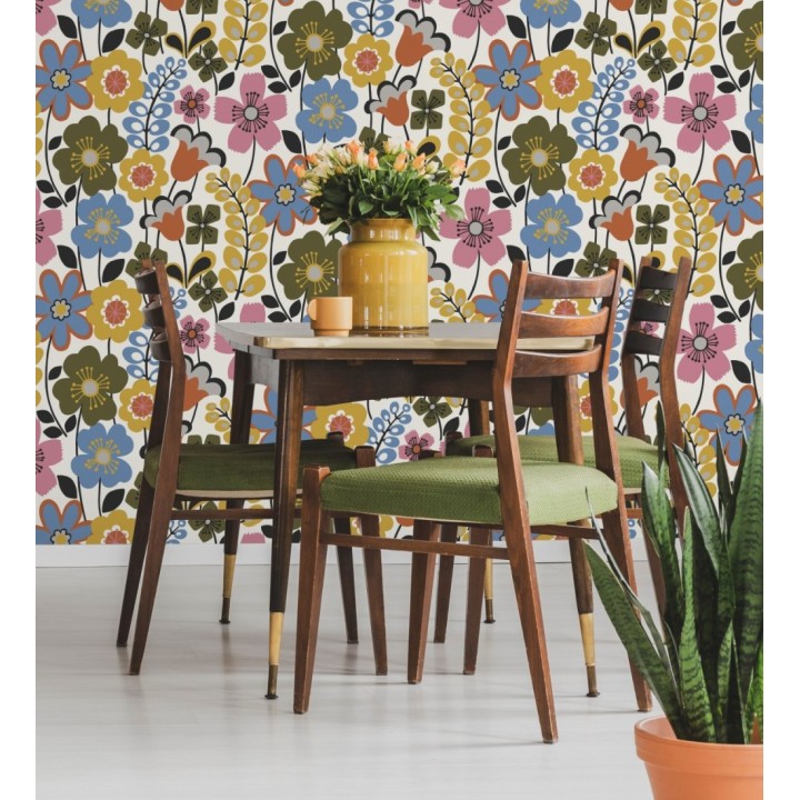Papel pintado de flores dibujadas estilo retro - Garden Flowers 680612