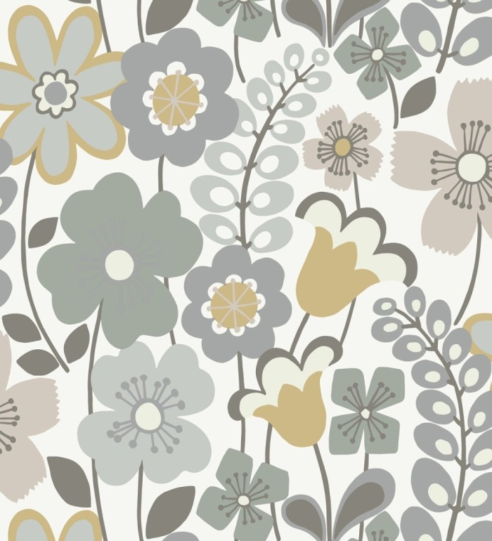 Papel pintado de flores dibujadas estilo retro - Garden Flowers 680613