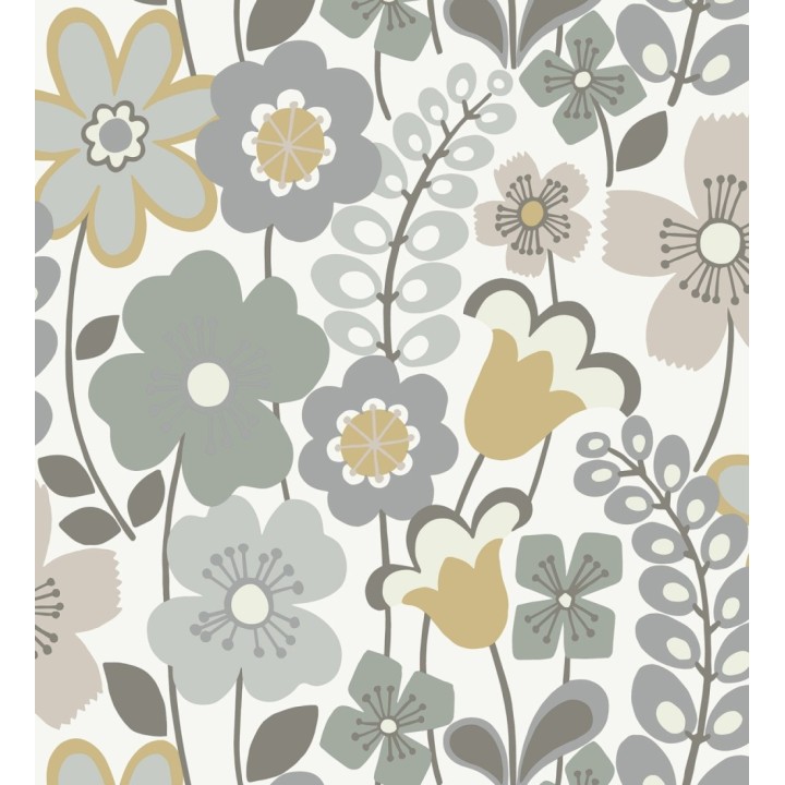 Papel pintado de flores dibujadas estilo retro - Garden Flowers 680613