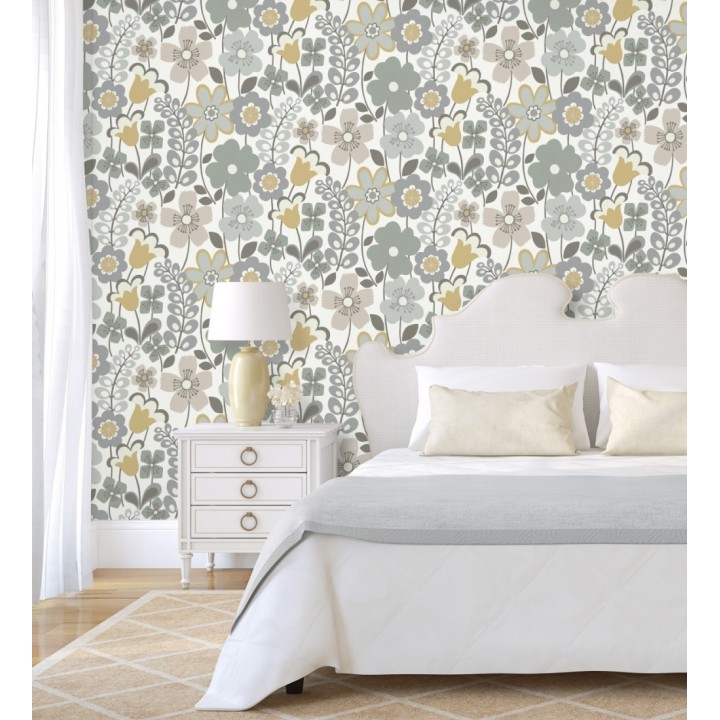 Papel pintado de flores dibujadas estilo retro - Garden Flowers 680613