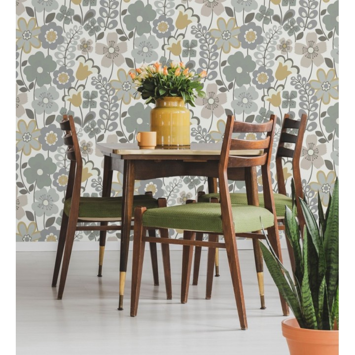 Papel pintado de flores dibujadas estilo retro - Garden Flowers 680613