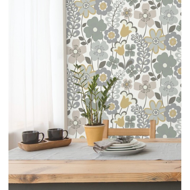 Papel pintado de flores dibujadas estilo retro - Garden Flowers 680613