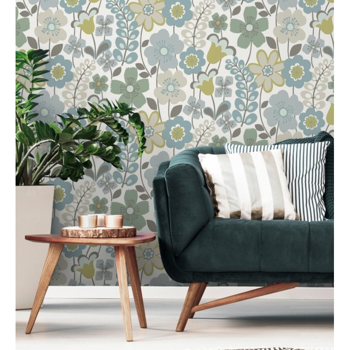 Papel pintado de flores dibujadas estilo retro - Garden Flowers 680614