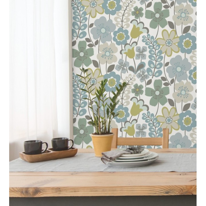 Papel pintado de flores dibujadas estilo retro - Garden Flowers 680614