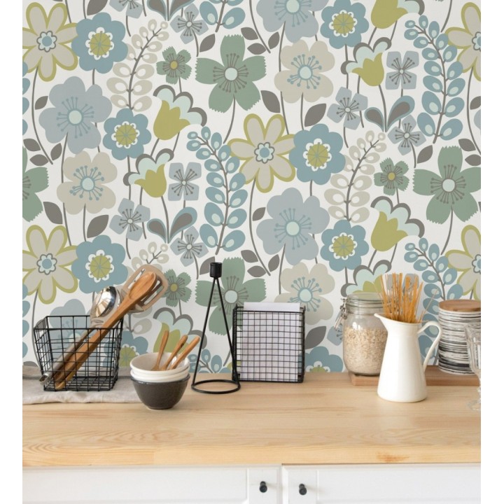 Papel pintado de flores dibujadas estilo retro - Garden Flowers 680614