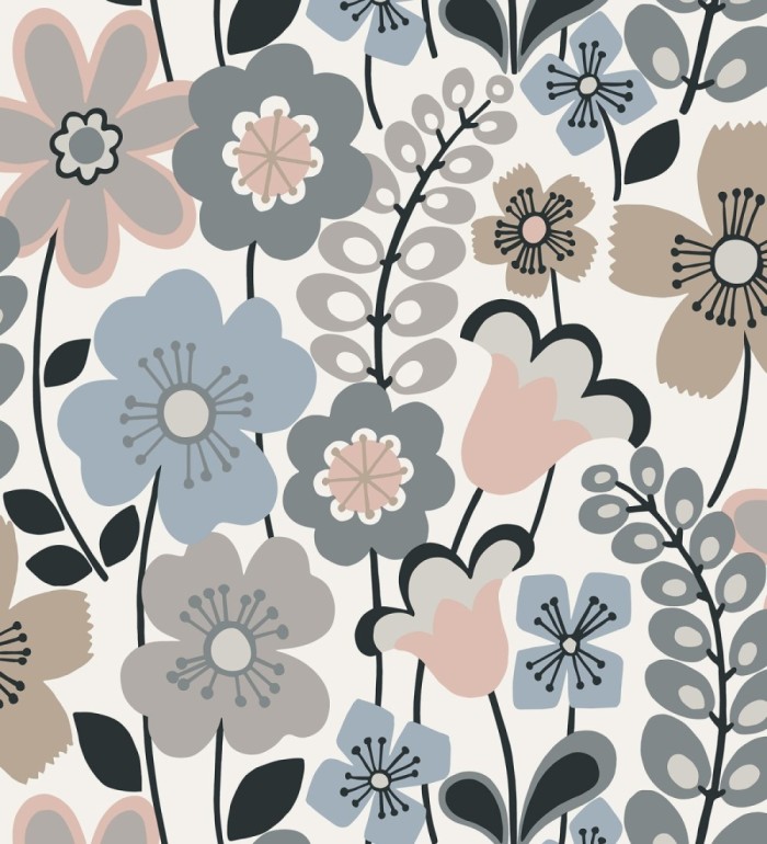 Papel pintado de flores dibujadas estilo retro - Garden Flowers 680615