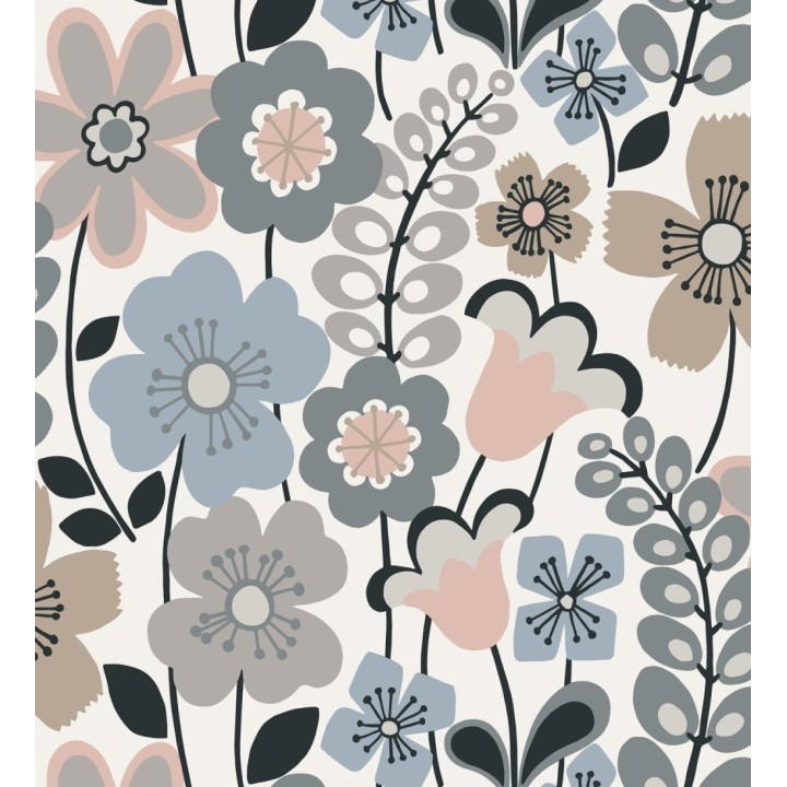 Papel pintado de flores dibujadas estilo retro - Garden Flowers 680615