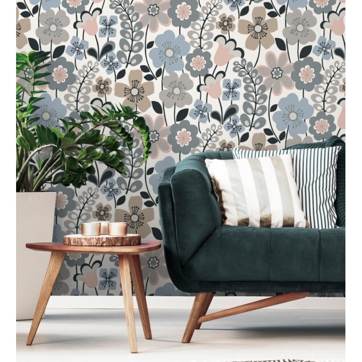 Papel pintado de flores dibujadas estilo retro - Garden Flowers 680615