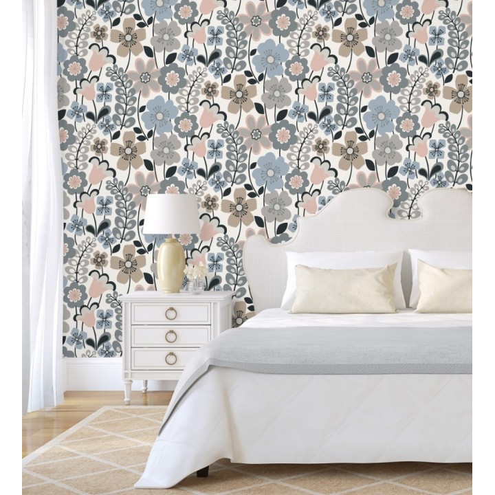 Papel pintado de flores dibujadas estilo retro - Garden Flowers 680615