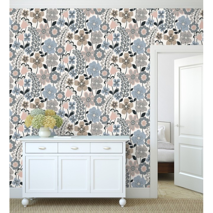 Papel pintado de flores dibujadas estilo retro - Garden Flowers 680615