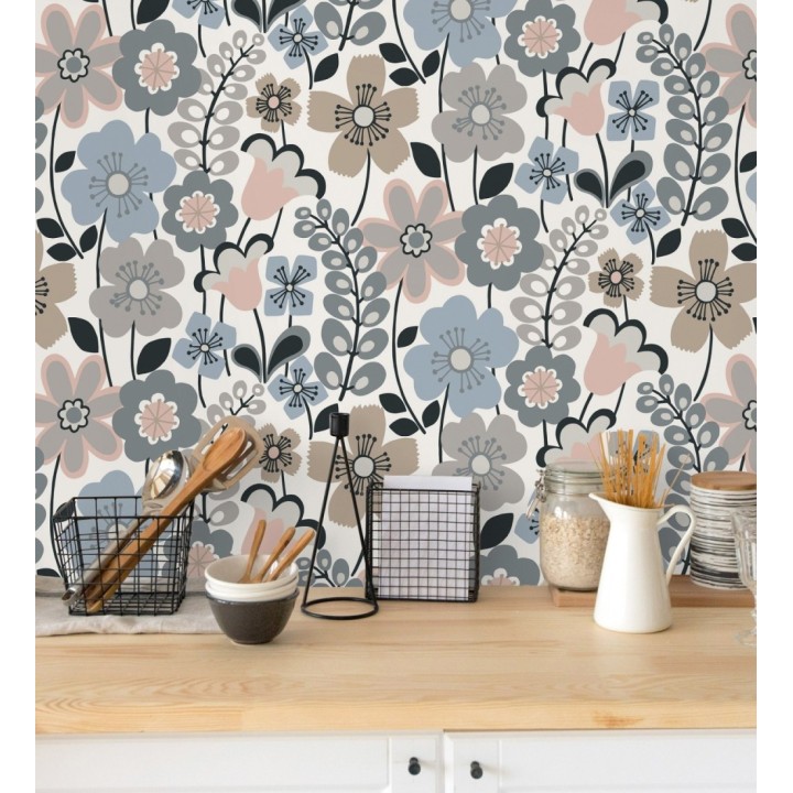 Papel pintado de flores dibujadas estilo retro - Garden Flowers 680615