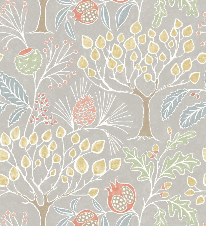 Papel pintado de frutos y árboles estilo nórdico - Kayla Forest 680616