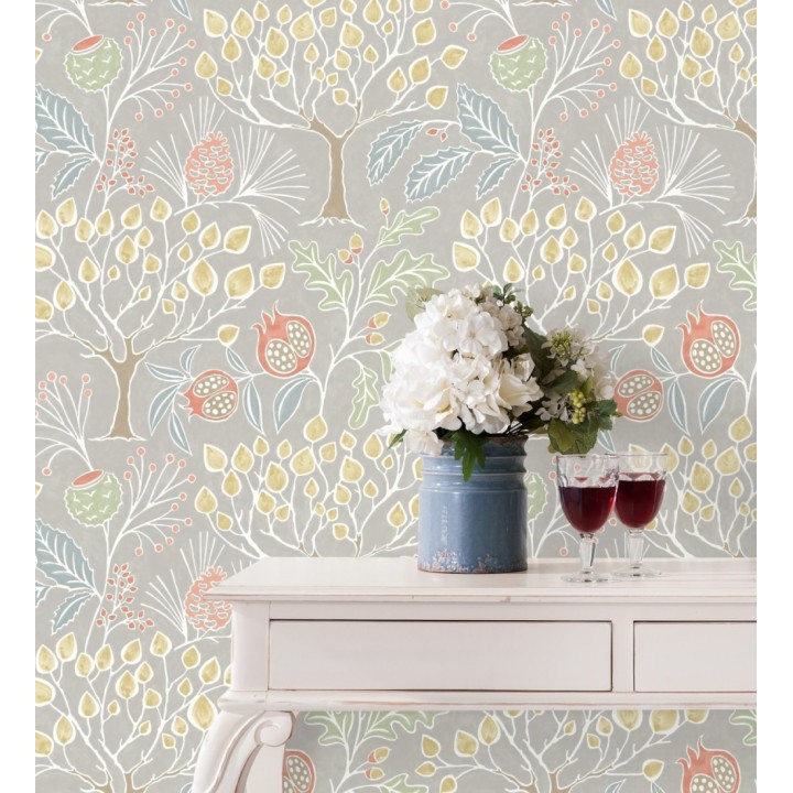 Papel pintado de frutos y árboles estilo nórdico - Kayla Forest 680616